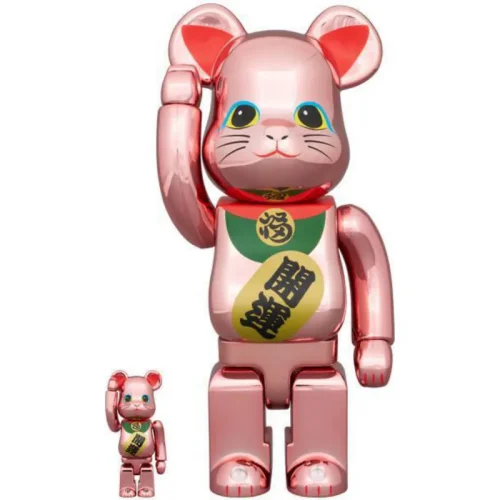招き猫 招財貓 開運 弐 桃金メッキ 100％ & 400％ / 1000% BE@RBRICK