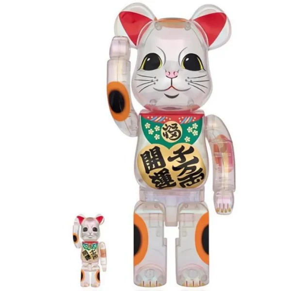 招き猫 招財貓 日本館 招き猫 白 透明メッキ 100％ & 400％ BE@RBRICK