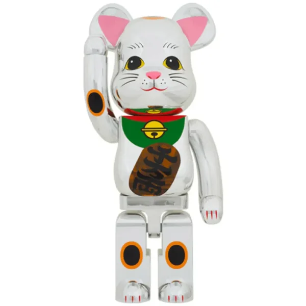 00182.webp 招き猫 招財貓 銀メッキ 発光 1000% BE@RBRICK