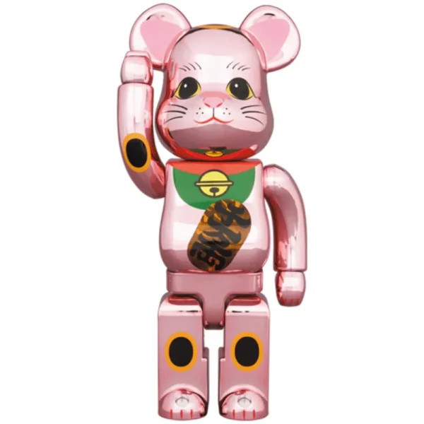 00228.webp 招き猫 招財貓 桃金メッキ 発光 400% / 1000% BE@RBRICK