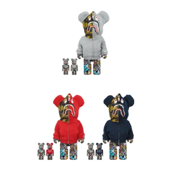 BAPE(R) LEGACY CAMO SHARK GRAY／RED／NAVY 100％ & 400％ / 1000% 3 PCS SET BE@RBRICK