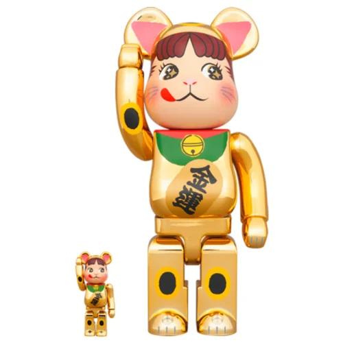 招き猫 ペコちゃん 金運 金メッキ 100％ & 400％ / 1000% BE@RBRICK