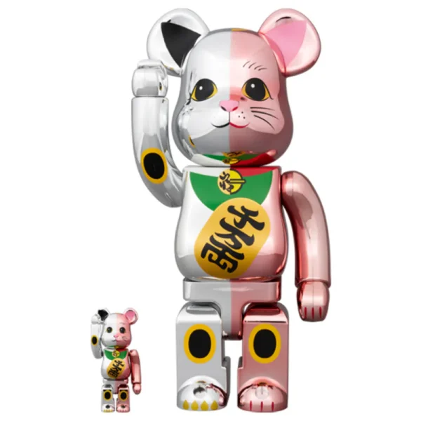 00330.webp 招き猫 招財貓 千万両 銀メッキ × 桃金メッキ 100% & 400% BE@RBRICK