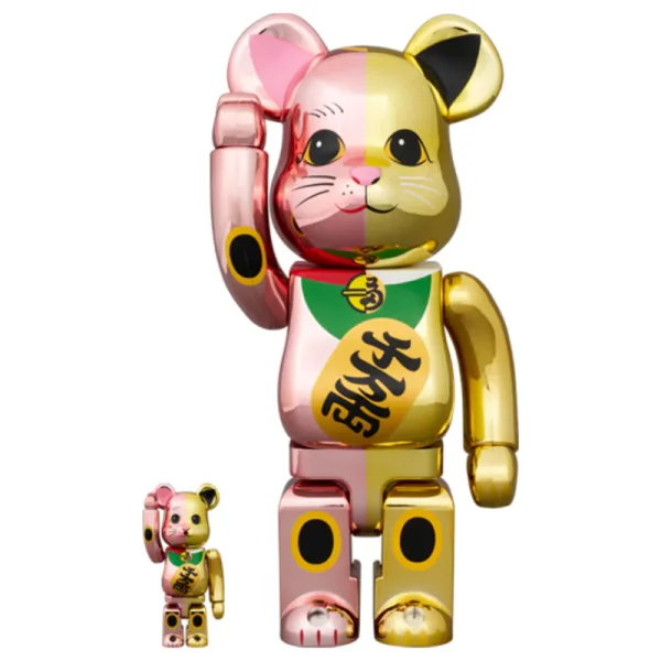 招き猫 招財貓 千万両 桃金メッキ × 金メッキ 100％ & 400％ BE@RBRICK