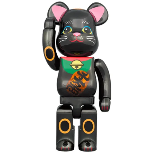 招き猫 招財貓 黒メッキ 発光 400％ BE@RBRICK