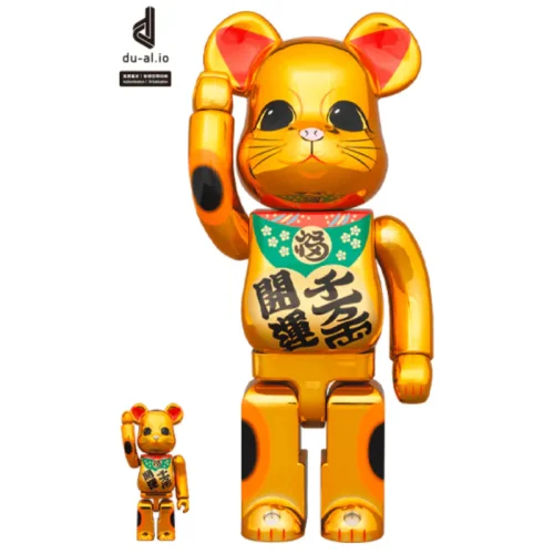 招き猫 招財貓 開運・千万両 金メッキ 100％ & 400％ BE@RBRICK