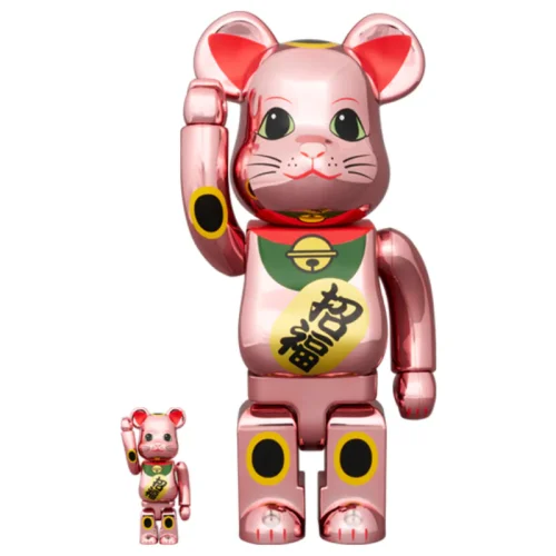 招き猫 招財貓 招福 桃金メッキ 100％ & 400％ / 1000% BE@RBRICK