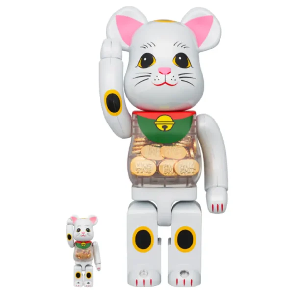 00368.webp 招き猫 招財貓 小判 白メッキ 100% & 400% / 1000% BE@RBRICK
