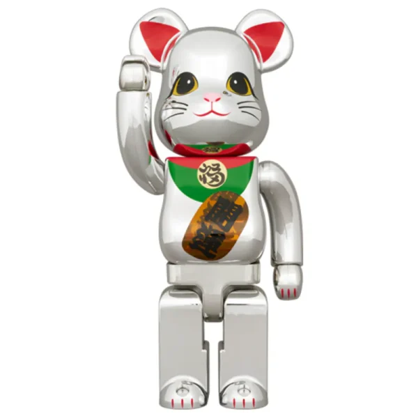 招き猫 招財貓 開運 銀メッキ 発光 400％ BE@RBRICK